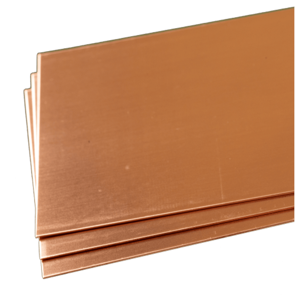 Copper Sheet: 0.016" Thick x 4" Wide x 10" Long (3 Pieces)