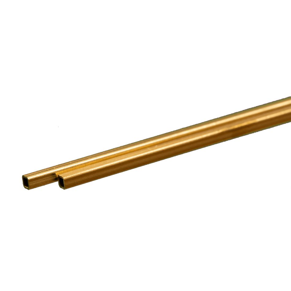 Square Brass Tube: 3/32" OD x 0.014" Wall x 12" Long (2 Pieces)