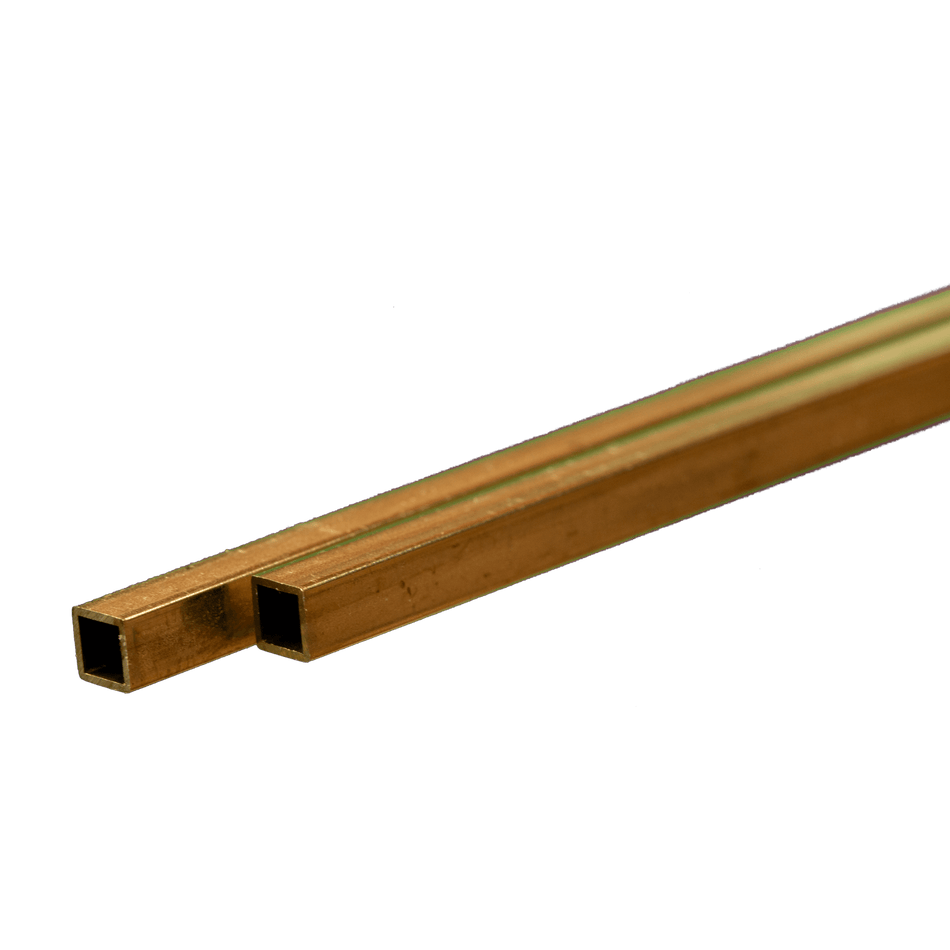 Square Brass Tube: 4mm OD x 0.45mm Wall x 300mm Long (2 Pieces)