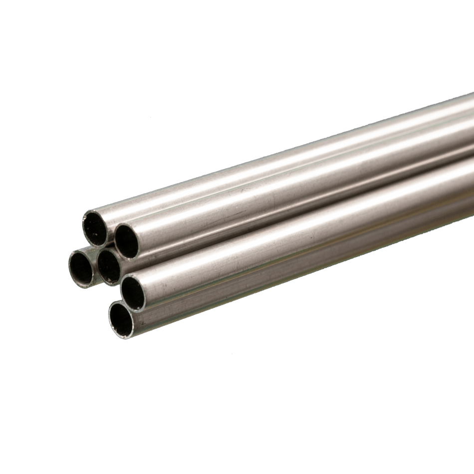 Round Aluminum Tube: 7/32" OD x 0.014" Wall x 36" Long (6 Pieces)