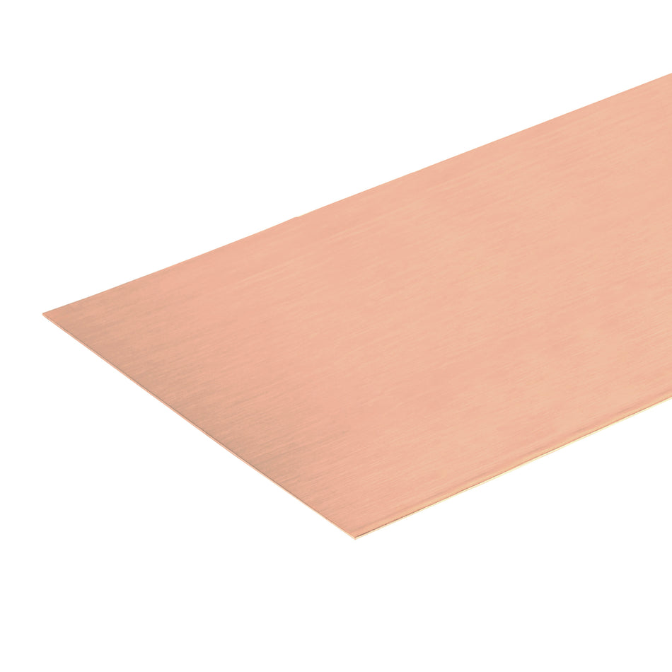 Sheet of copper metal on a white background