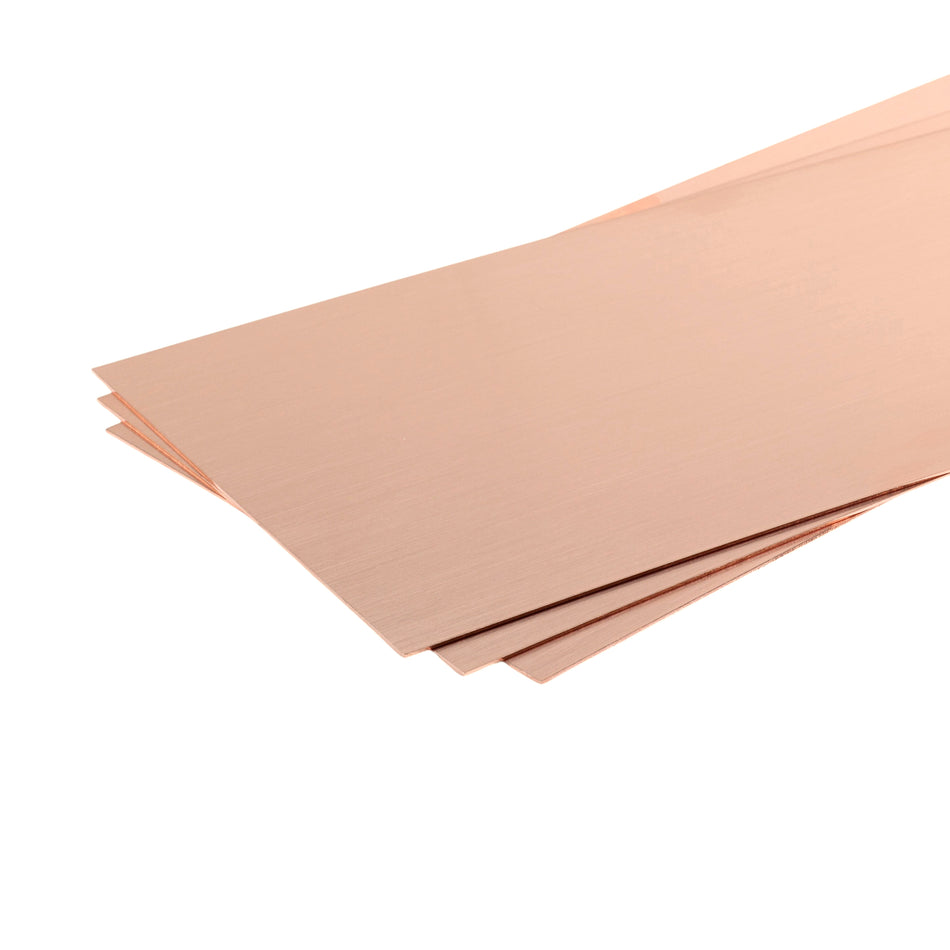 Copper Sheet: 0.025" Thick x 4" Wide x 10" Long (3 Pieces)