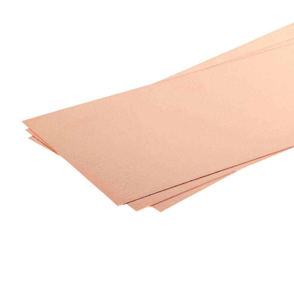 Copper Sheet: 0.016" Thick x 4" Wide x 10" Long (3 Pieces)