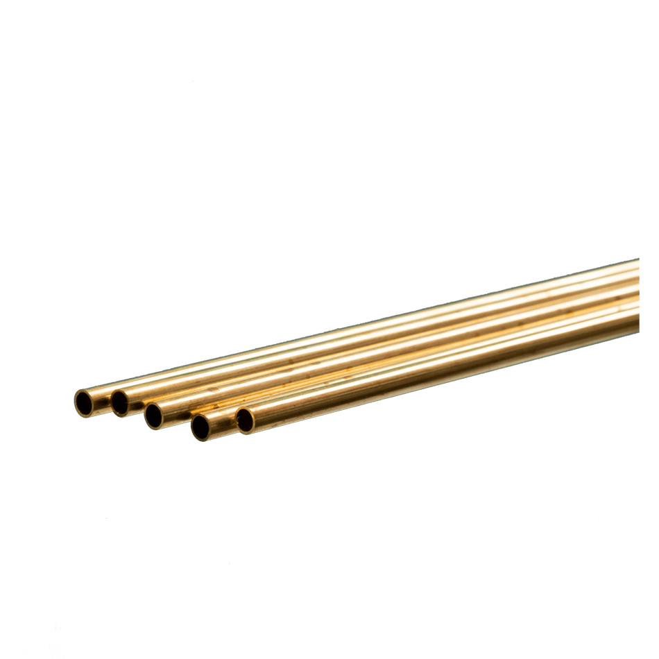 Round Brass Tube: 5mm OD x 0.45mm Wall x 1 Meter Long (5 Pieces)