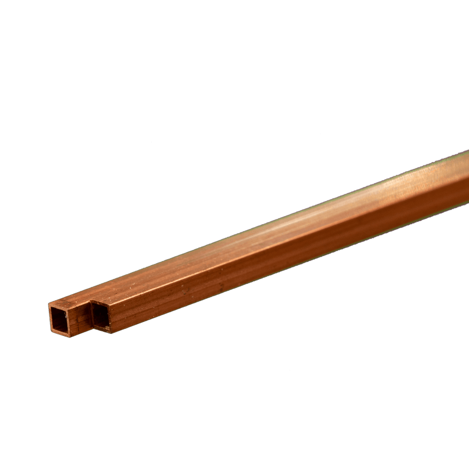 Square Copper Tube: 1/8" OD x 0.014" Wall x 12" Long (2 Pieces)