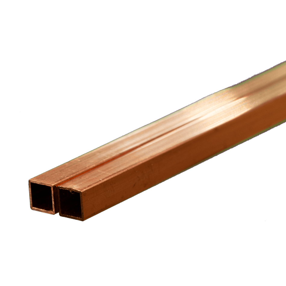 Square Copper Tube: 3/16" OD x 0.014" Wall x 12" Long (2 Pieces)
