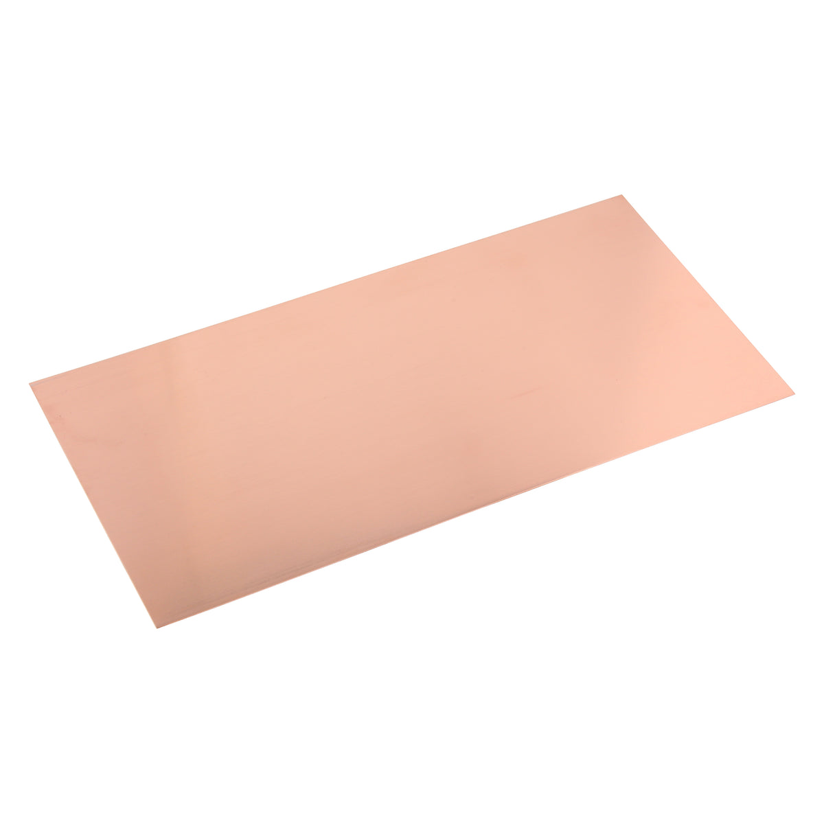 Rectangular piece of copper sheet on a white background