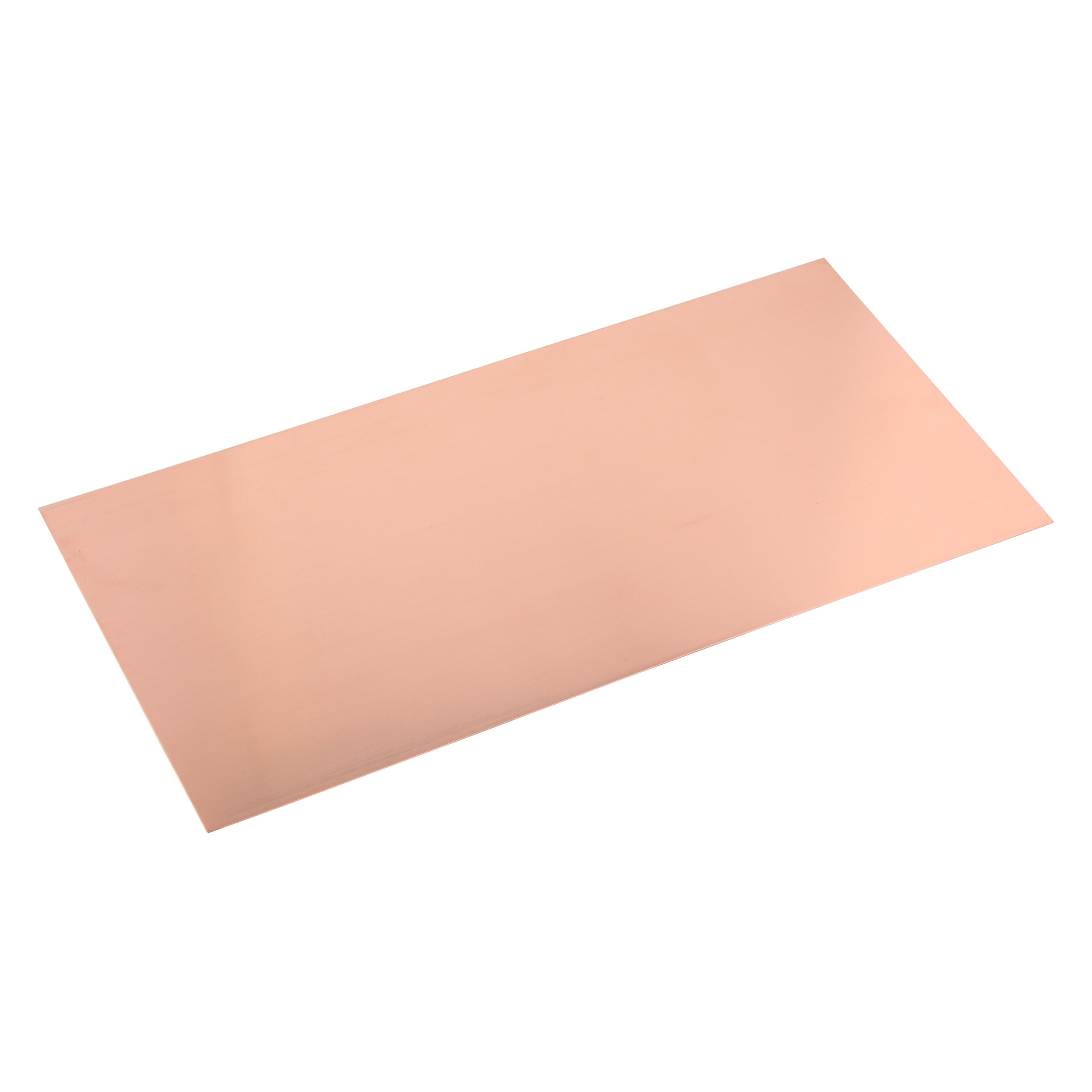 Rectangular piece of copper sheet on a white background