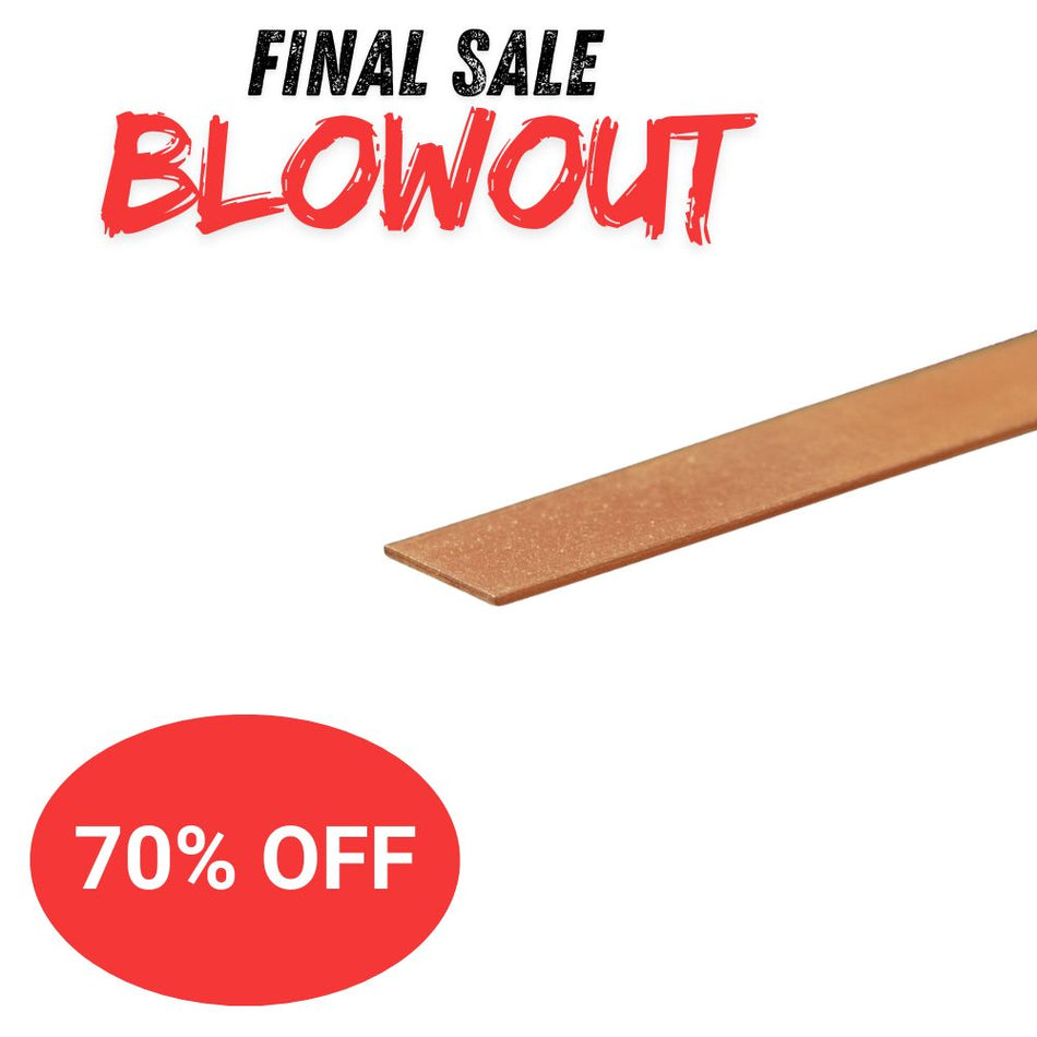 Copper Strip: 0.032" Thick x 1/4" Wide x 12" Long (1 Piece)