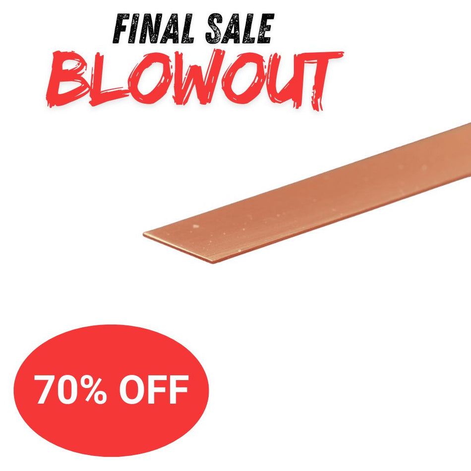 Copper Strip: 0.032" Thick x 1/2" Wide x 12" Long (1 Piece)