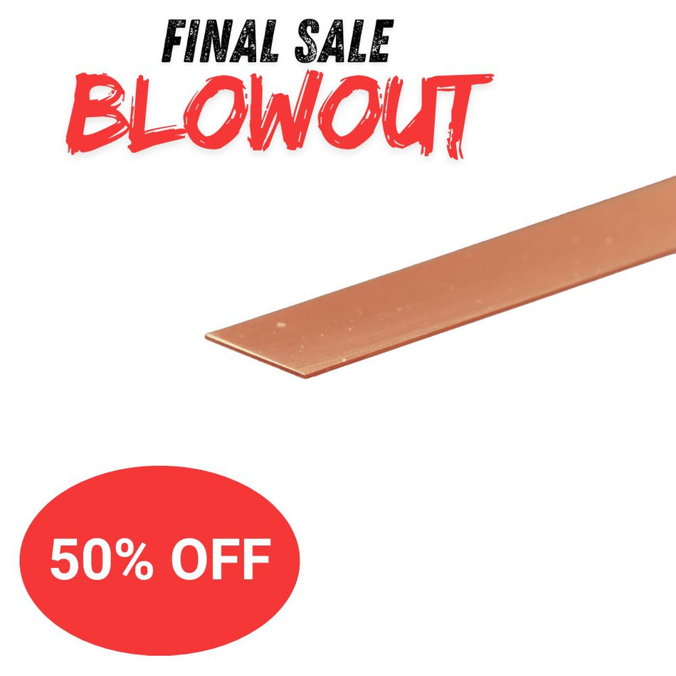 Copper Strip: 0.032" Thick x 1/2" Wide x 12" Long (1 Piece)