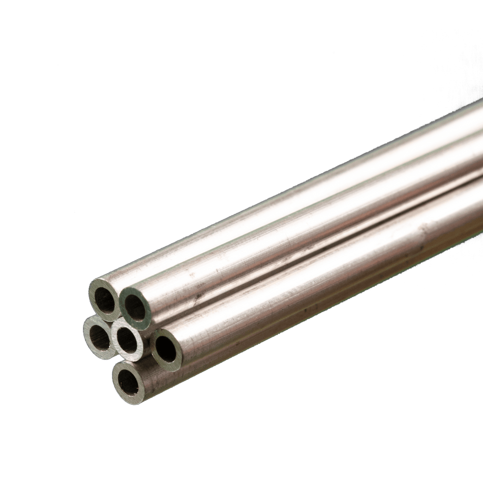 Round Aluminum Tube: 3/16" OD x 0.035" Wall x 36" Long (6 Pieces)