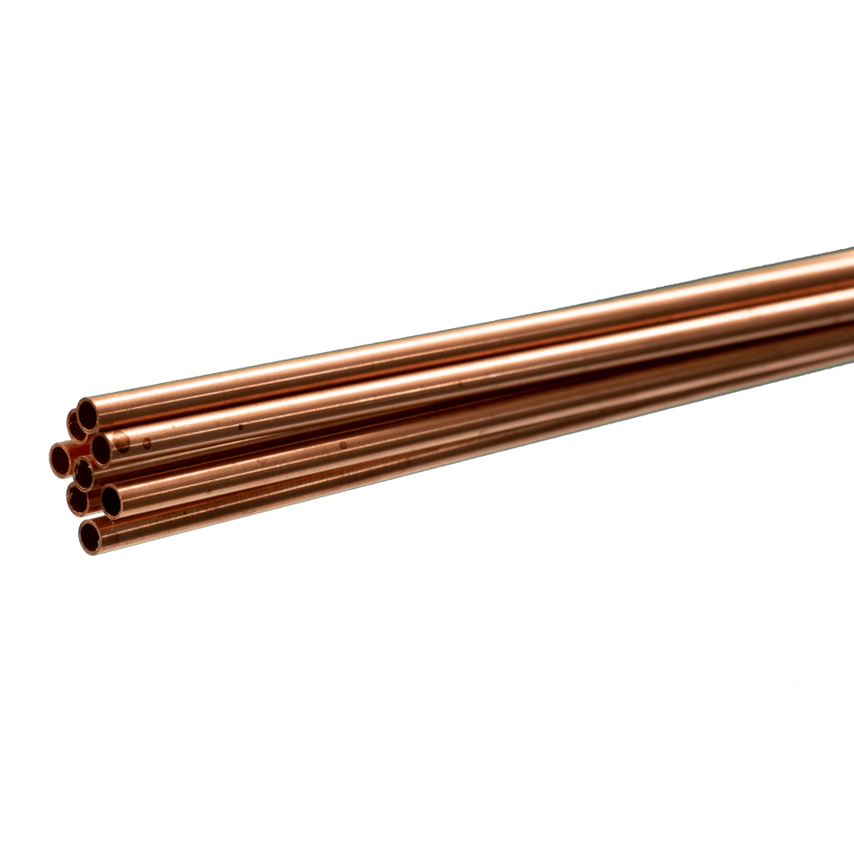 Round Copper Tube: 5/32" OD x 0.014" Wall x 36" Long (8 Pieces)