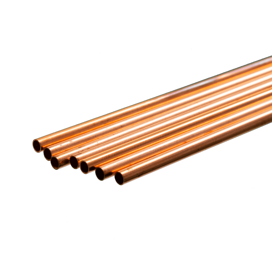 Round Copper Tube: 3/16" OD x 0.014" Wall x 36" Long (7 Pieces)