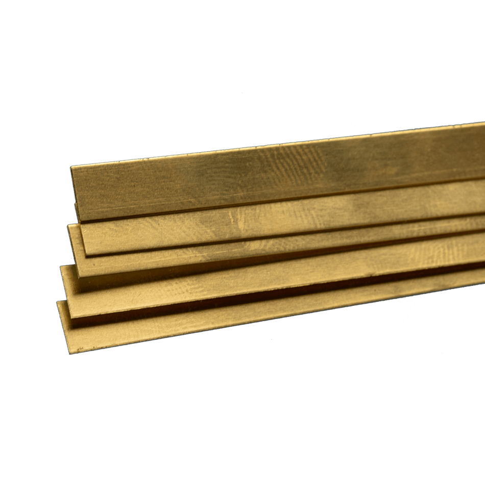 Brass Strip: 0.016" Thick x 1/4" Wide x 36" Long (5 Pieces)