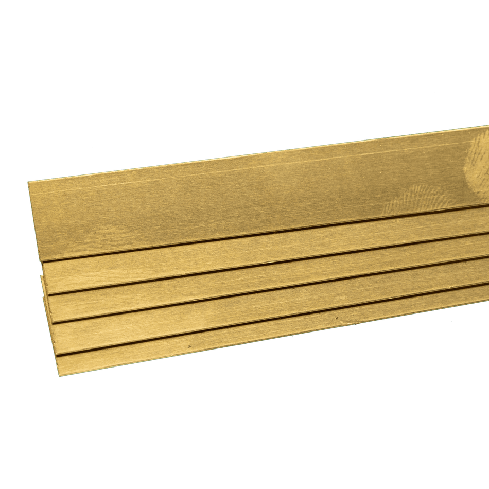 Brass Strip: 0.016" Thick x 1/2" Wide x 36" Long (5 Pieces)