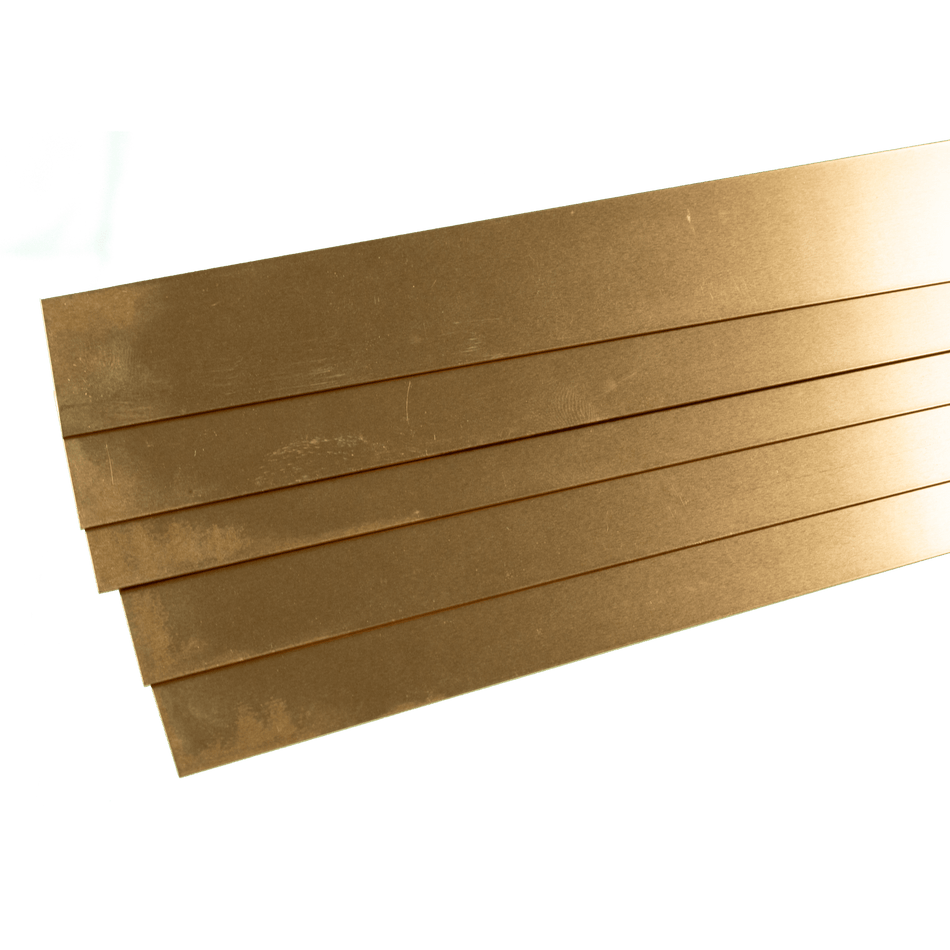 Brass Strip: 0.016" Thick x 1" Wide x 36" Long (5 Pieces)