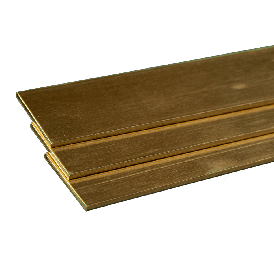 Brass Strip: 0.064" Thick x 1" Wide x 36" Long (3 Pieces)