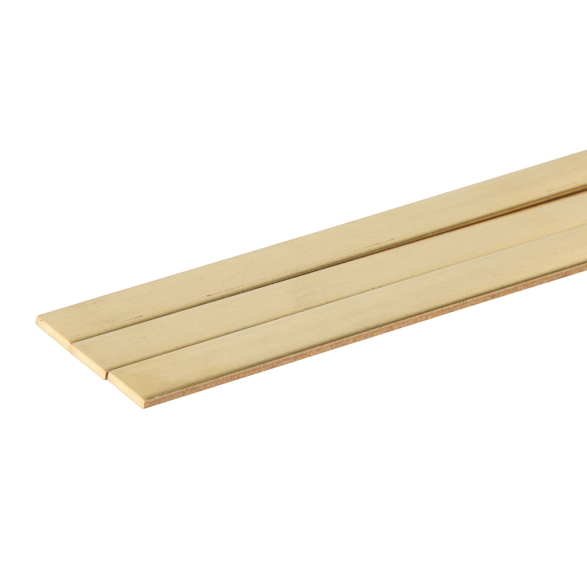 3 Brass Strips on a white background