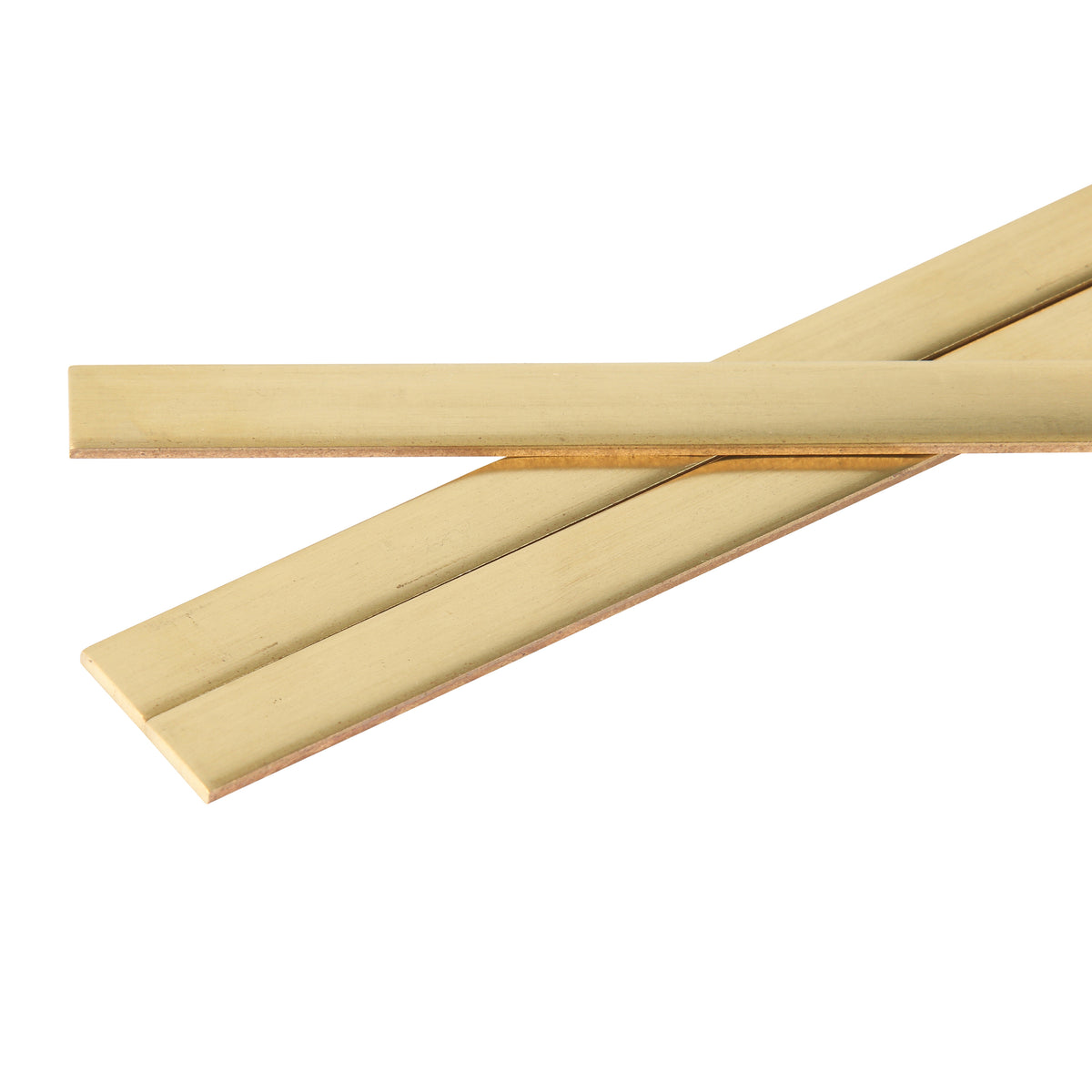 Three Brass Strips on a white background