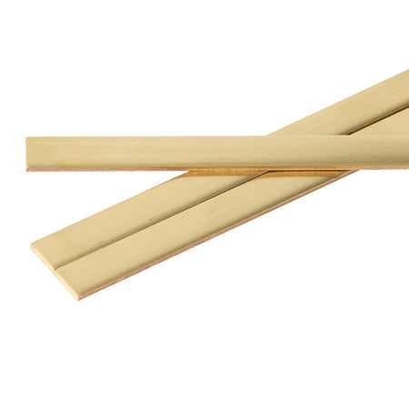 Three Brass Strips on a white background