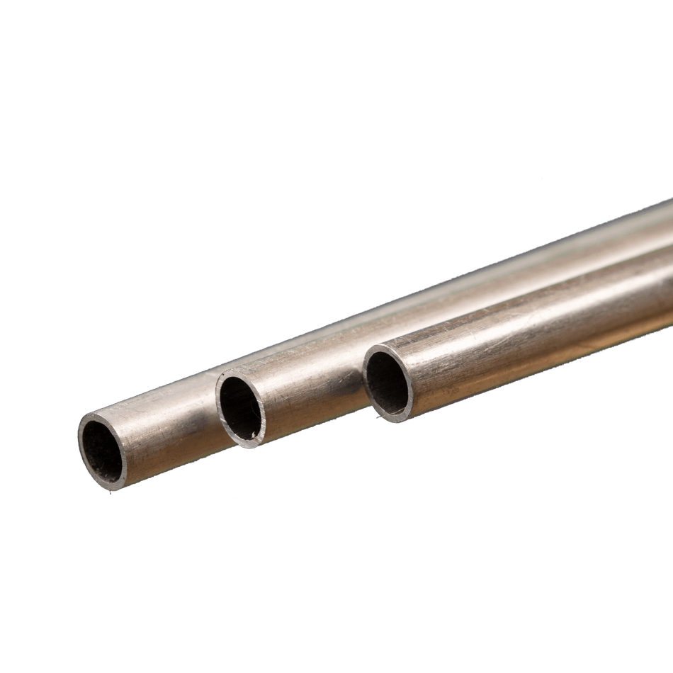 Round Aluminum Tube: 5mm OD x 0.45mm Wall x 300mm Long (3 Pieces)