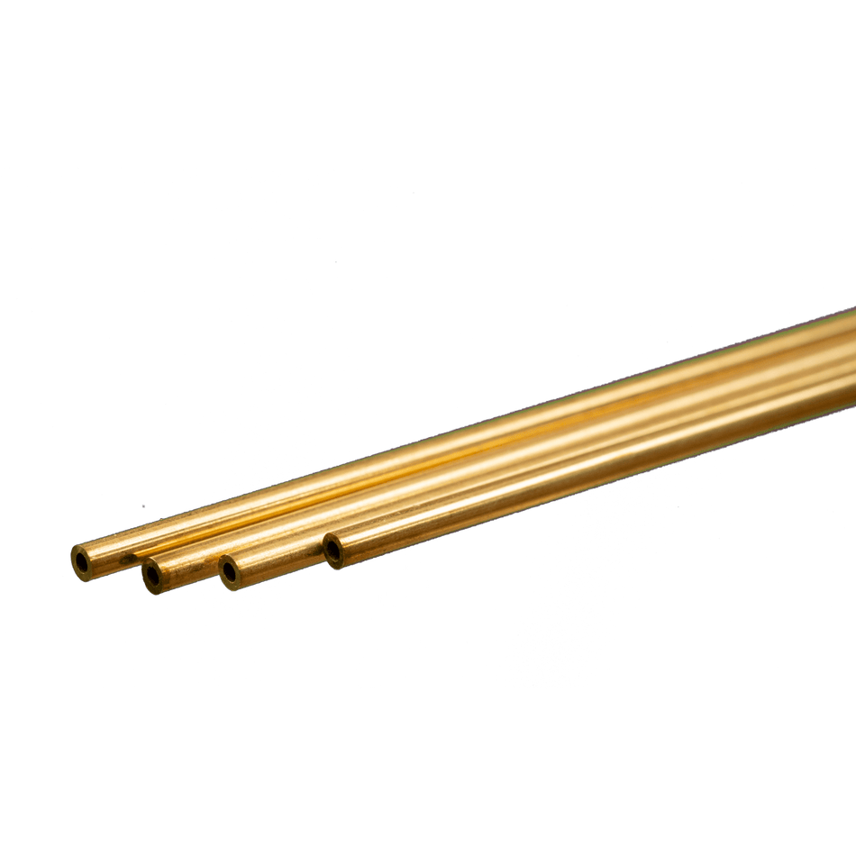 Round Brass Tube: 2mm OD 0.45mm Wall x 300mm Long (4 Pieces)
