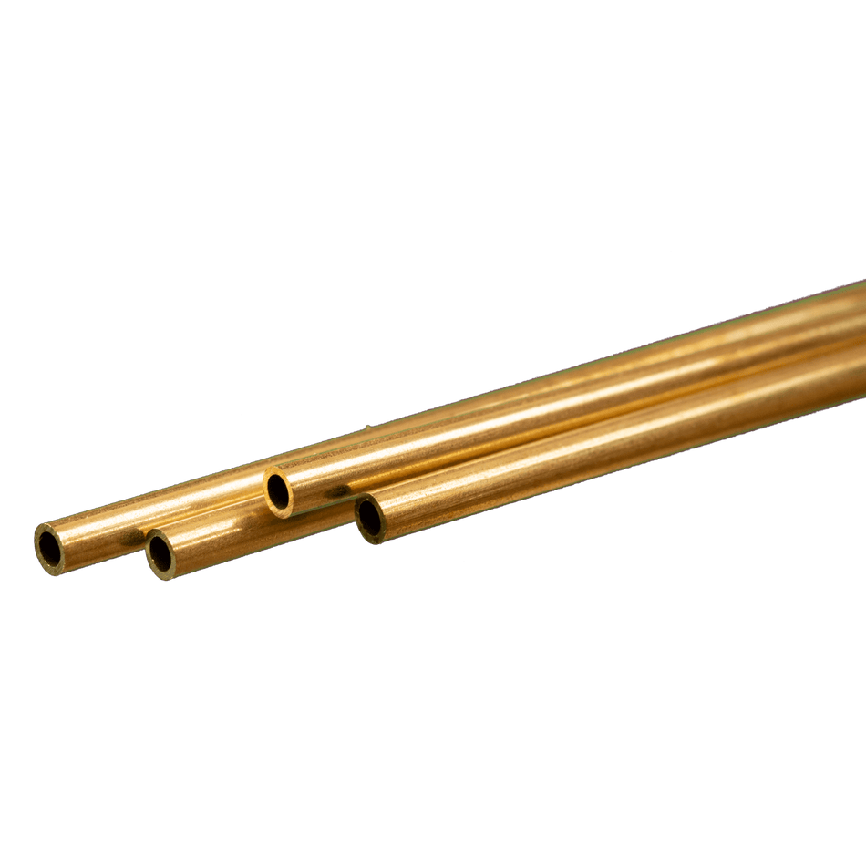 Round Brass Tube: 3mm OD x 0.45mm Wall x 300mm Long (4 Pieces)