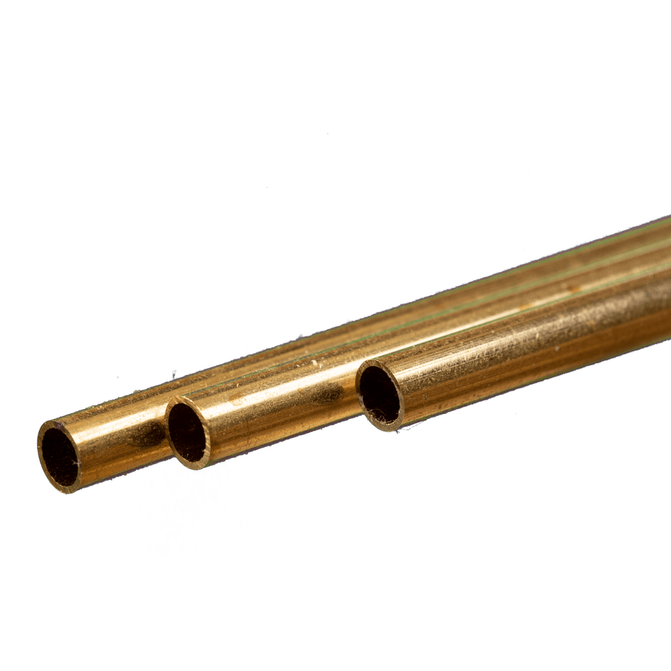 Round Brass Tube: 5mm OD x 0.45mm Wall x 300mm Long (3 Pieces)