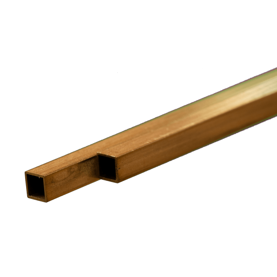 Square Brass Tube: 5mm OD x 0.45mm Wall x 300mm Long (2 Pieces)