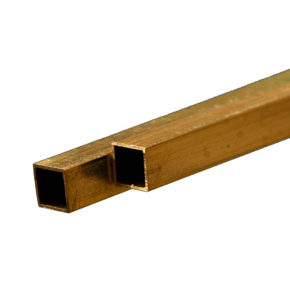 Square Brass Tube: 6mm OD x 0.45mm Wall x 300mm Long (2 Pieces)