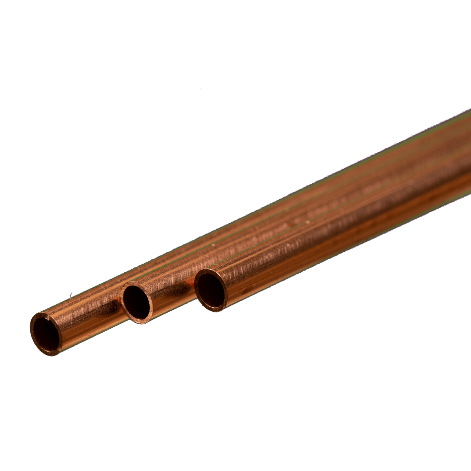 Round Copper Tube: 4mm OD x 0.36mm Wall x 300mm Long (3 Pieces)