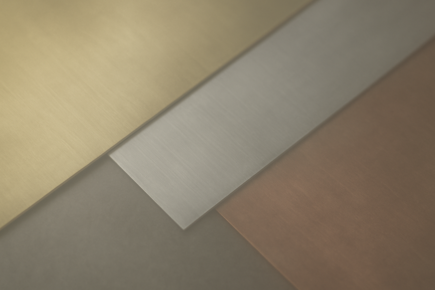Create a background image of our brass, aluminum, and copper sheet together to support the heading. This is just meant for support, not to take focus away from the listings. 