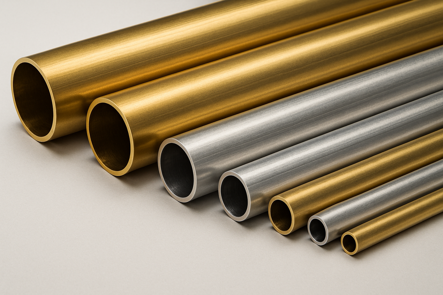 Highlight our brass and aluminum tubing from a side profile / horizontal view on the banner. The banner is not meant to take away from the rest of the products below. 